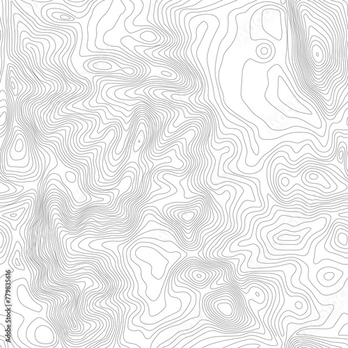 Seamless vector topographic map background. Line topography map seamless pattern. Mountain hiking trail over terrain. Contour background geographic grid. (ID: 779835616)