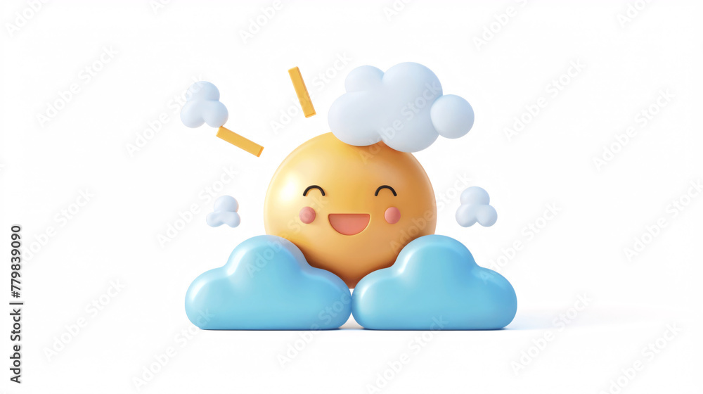 Weather icon set, 3d rendering soft shapes, different weather conditions Weather icon set, 3d rendering soft shapes, different weather conditions