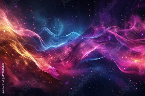An abstract backdrop featuring digital auroras with vibrant colors rippling across a dark, tech-inspired canvas photo