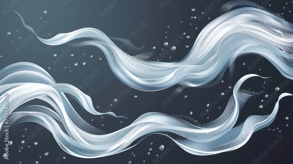 A realistic 3D modern isolated clip art set with wind blowing or dusting, ornate white smoke, powder or water drops trailing. Flow mist, smoke stream, steaming liquid, haze, steaming chemical or A realistic 3D modern isolated clip art set with wind blowing or dusting, ornate white smoke, powder or water drops trailing. Flow mist, smoke stream, steaming liquid, haze, steaming chemical or