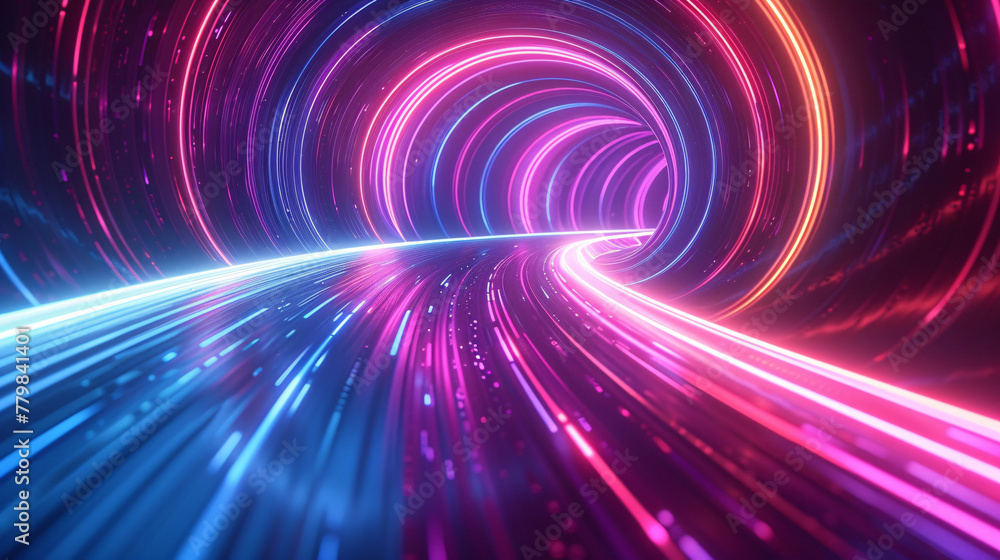 Technological glowing aperture background, colorful spiral coil graphic concept illustration on blue background Technological glowing aperture background, colorful spiral coil graphic concept illustration on blue background