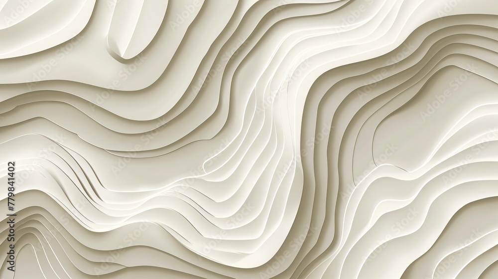 3D white paper sculpture with canyon like textures