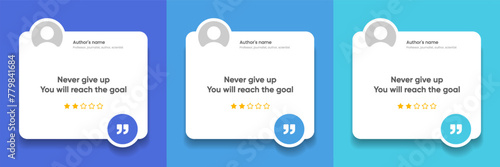 3D bubble testimonial banner, quote, infographic. Social media post template designs for quotes. Empty speech bubbles, quote bubbles and text box. Vector Illustration EPS10.