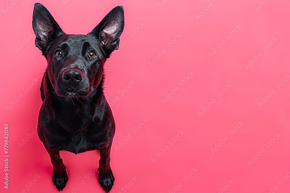 black doberman pinscher dog on pink background banner black doberman pinscher dog on pink background banner
