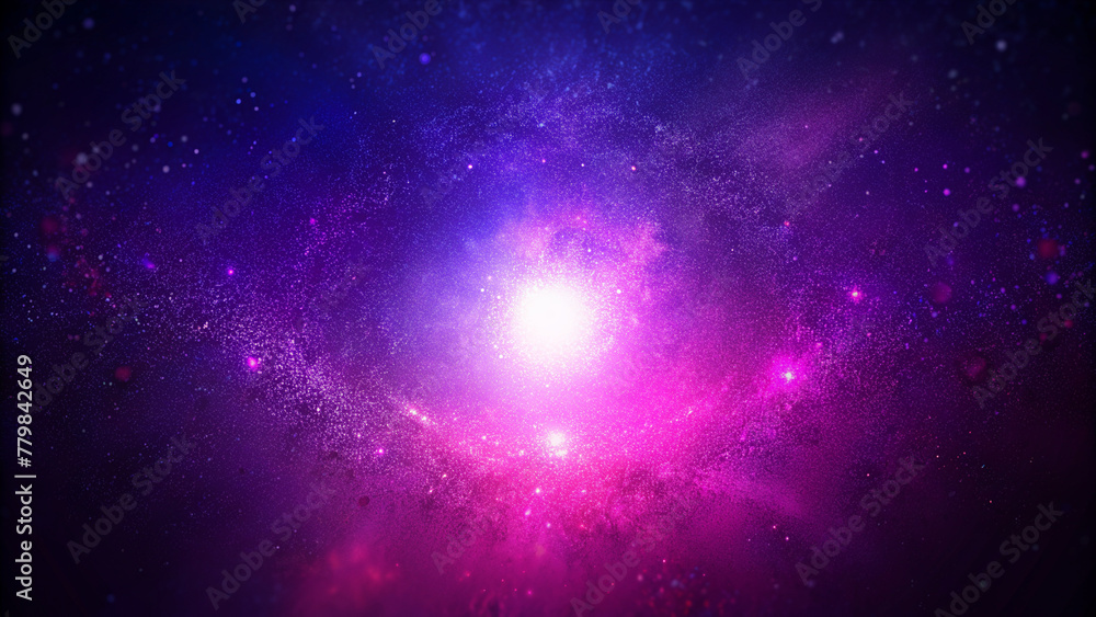 Fototapeta premium Dark Purple Pink in Space, Blank Space, Grainy Noise, Worn Texture, Color Gradient, Rough Abstract Background, Black hole and scientific image, Bright Light and Glow Template