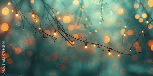 Blossom floral Bokeh Sparkling lights on a soft color background, creating a dreamy and serene atmosphere.