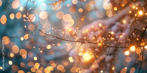 Blossom floral Bokeh Sparkling lights on a soft color background, creating a dreamy and serene atmosphere.