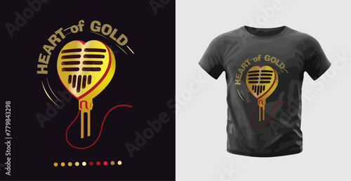 Photos Heart-shaped microphone stylish t-shirt and apparel design