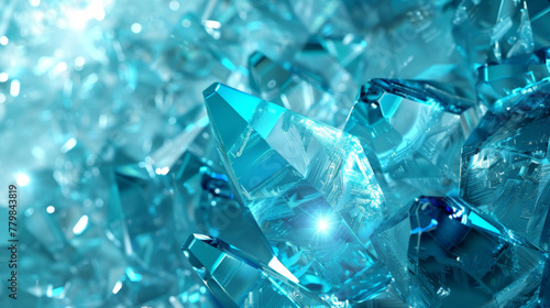 crystal background in blue color  abstract