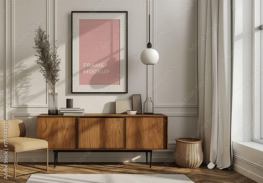 Frame Design Mockup In The Coozy Room With Generative ai Stock Template ...