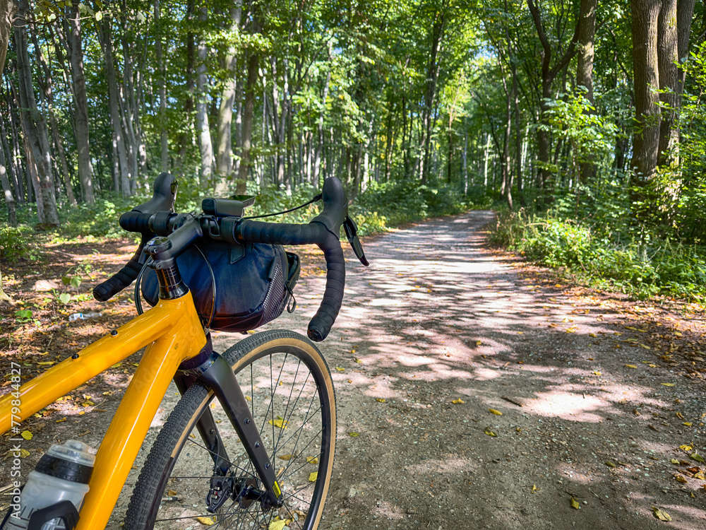 Fototapeta premium Gravel bicycle in the city park on the summer season