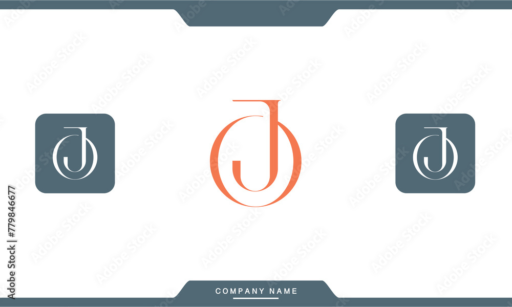 JO, OJ, J, O, Abstract Letters Logo Monogram JO, OJ, J, O, Abstract Letters Logo Monogram