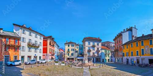 The large panorama of Piazza Sant'Antonio in Locarno, Switzerland