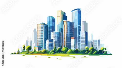 Vector cartoon illustration of an urban landscape 