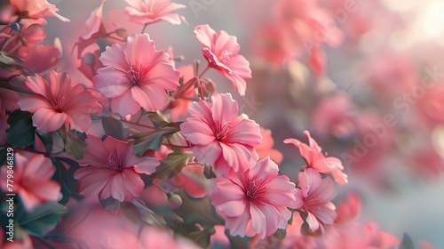Vibrant Pink Geranium Flowers in Soft Sunlight © Viktorikus
