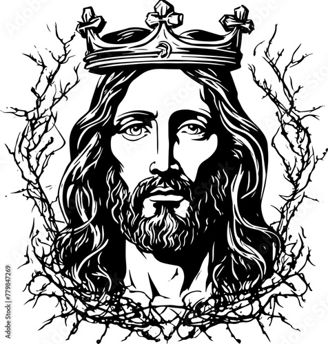 God, Jesus Christ, grace, good, ascension concept. Hand-drawn silhouette of Jesus Christ, the son of god concept sketch. Isolated vector illustration.