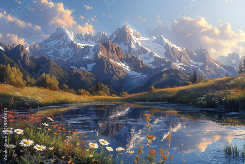 captivating beauty  immersed in the majesty of the mountain landscape