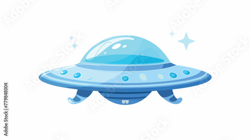 Vector flat funny blue alien spaceship logo or label 