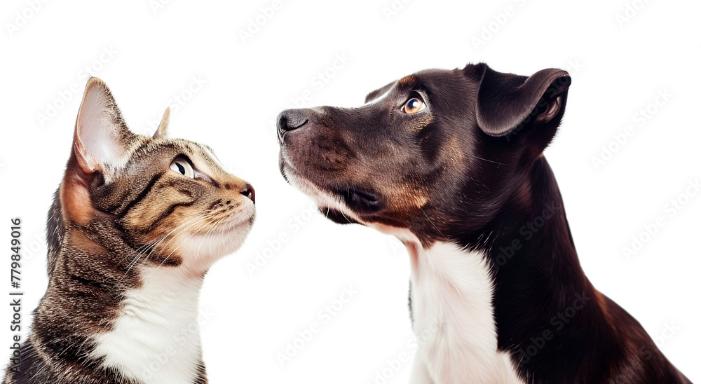 Cat and dog on a transparent background.