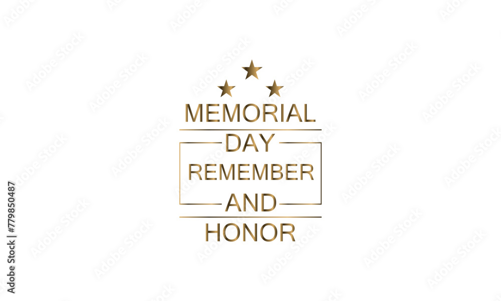 In Honor and Memory of Memorial Day Text with USA Flag Illustration