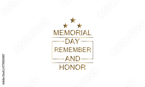 In Honor and Memory of Memorial Day Text with USA Flag Illustration