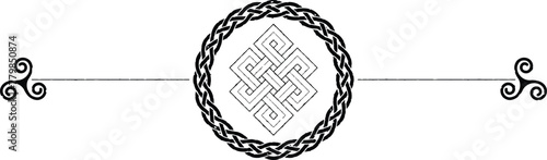 Grunge Viking Header with Ring, Knot, Triskeles, Infinity Knot