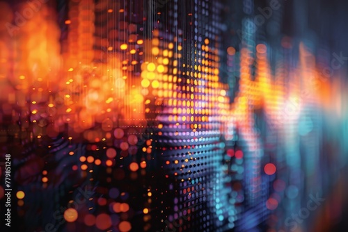 Wallpaper Mural Orange, and blue digital audio waveform. Torontodigital.ca