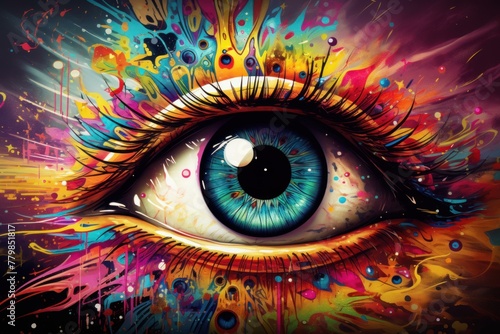 Dazzling Colorful eye art. Modern artwork. Generate Ai
