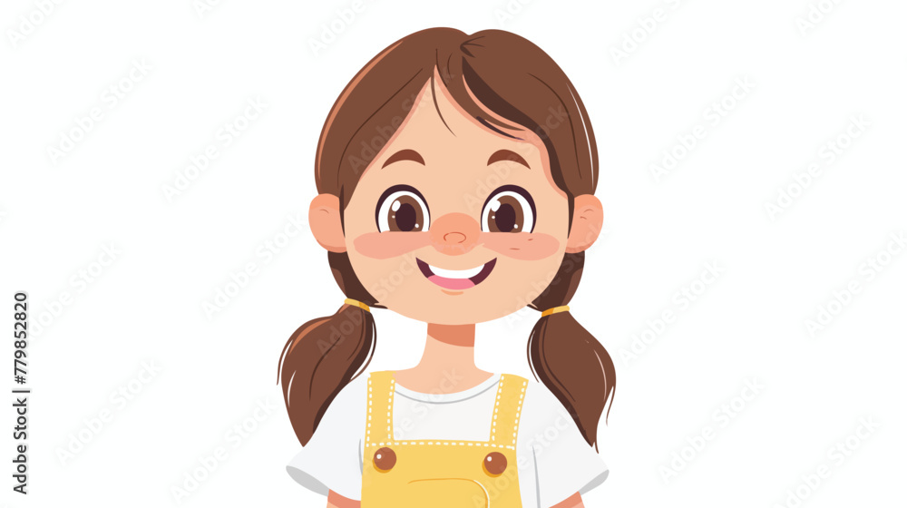 A cute smiling girl in a cartoon illustration icon 