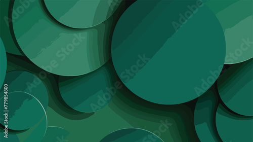 Abstract overlapping circles on a green background flat
