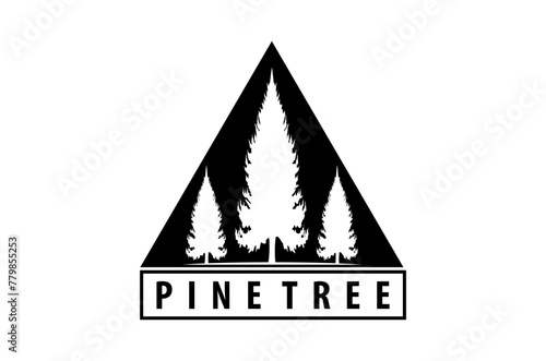 Rustic Retro Vintage pine evergreen fir hemlock spruce conifer cedar coniferous cypress larch pine trees 