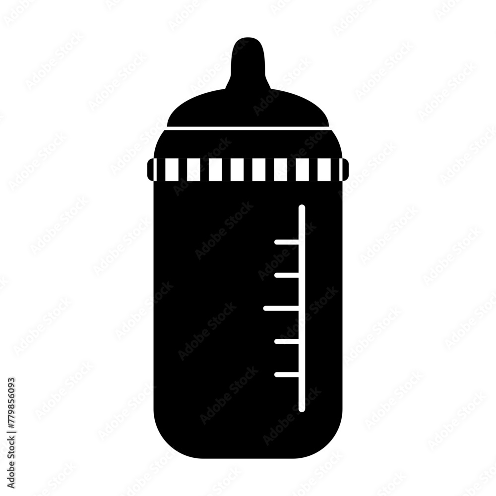 Isolated baby bottle icon on transparent background – Simple black silhouette of baby bottle – Vector illustration Isolated baby bottle icon on transparent background – Simple black silhouette of baby bottle – Vector illustration