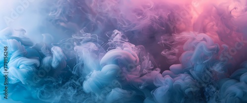 Powder blue smoke swirling in a symphony of colors against a backdrop of charcoal gray and magenta.