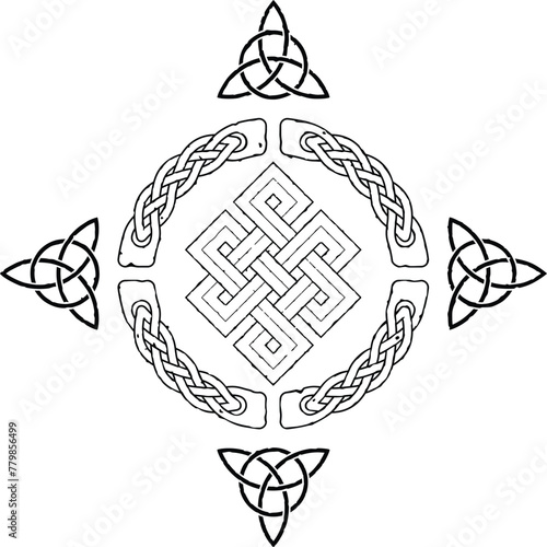 Grunge Viking Knot Circle with Triquetra Symbols and  Infinity Knot