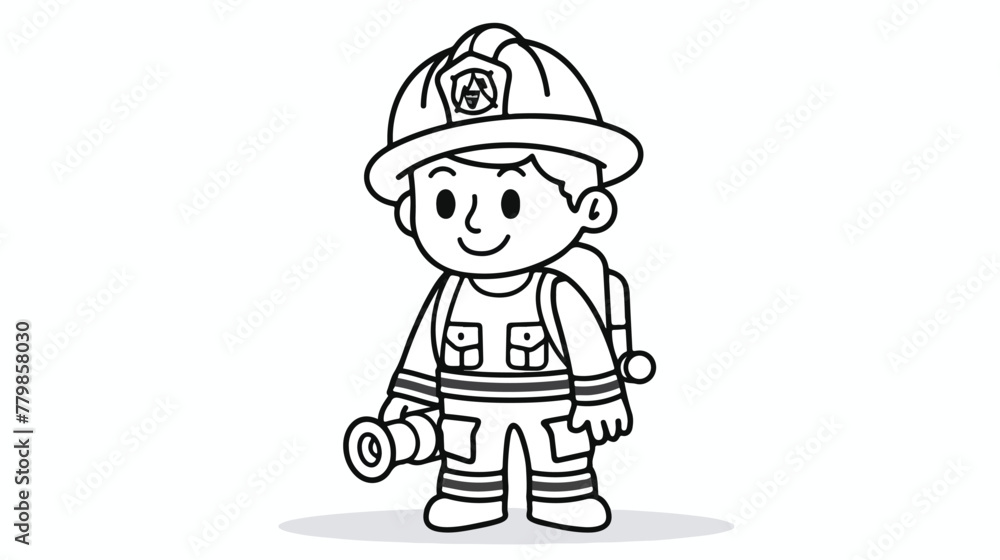 Black and White Firefighter Coloring Page Minimalisti