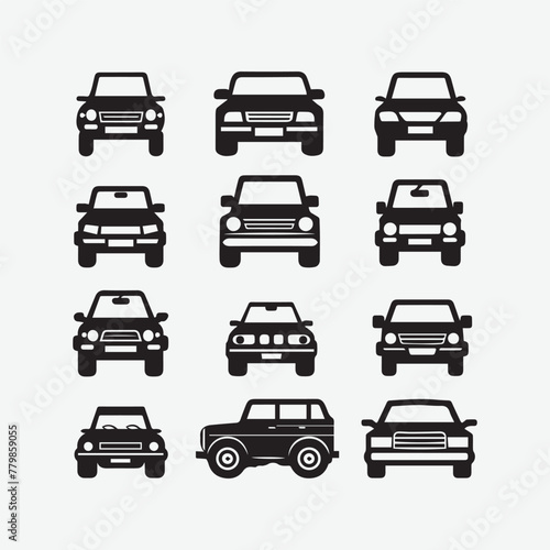 Simple Set of Car Vector Line Icons. Sports car logo icon set. Motor vehicle silhouette emblems. Auto garage dealership brand identity design elements. Vector illustrations.