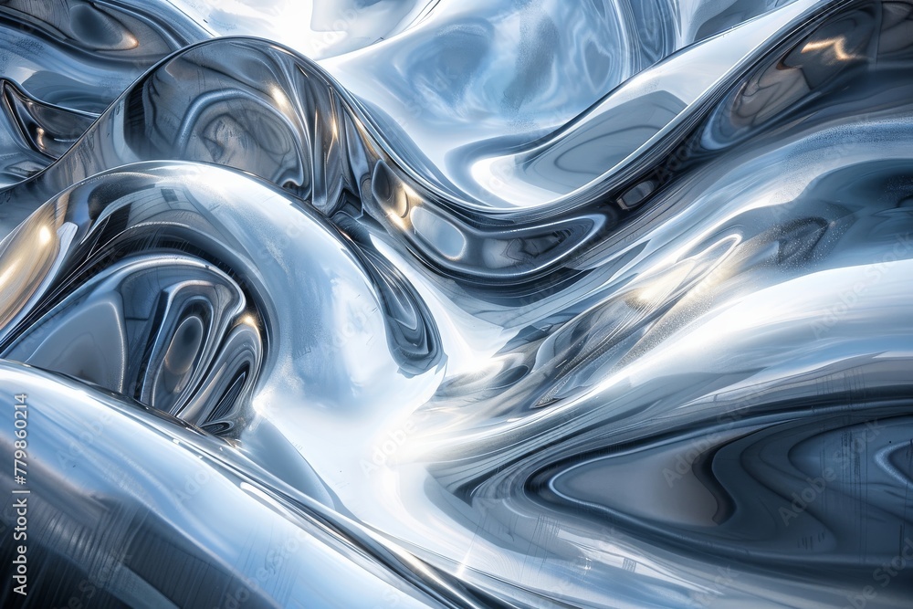 Abstract silver metallic shapes floating high in the atmosphere Abstract silver metallic shapes floating high in the atmosphere
