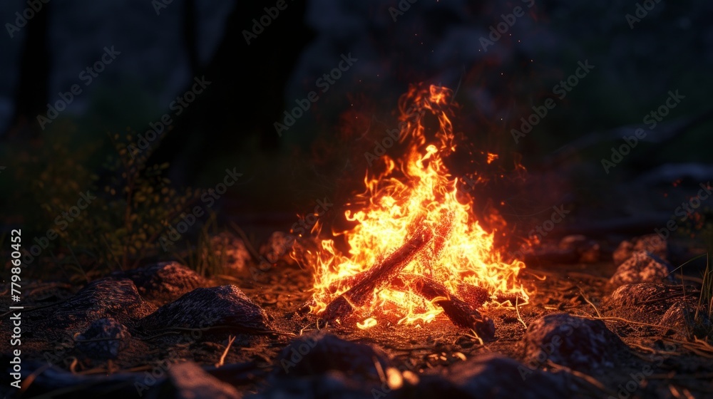Campfire crackling with warmth