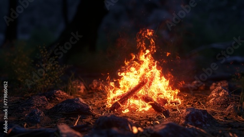 Campfire crackling with warmth