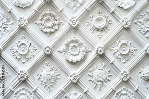The serene beauty of a white patterned background, showcasing an intricate design with a minimalist touch.