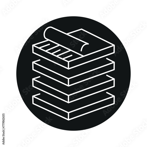 Plywood sheets line black icon. Wooden building materials