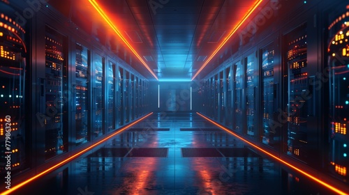 Image of a data center rendered in 3D
