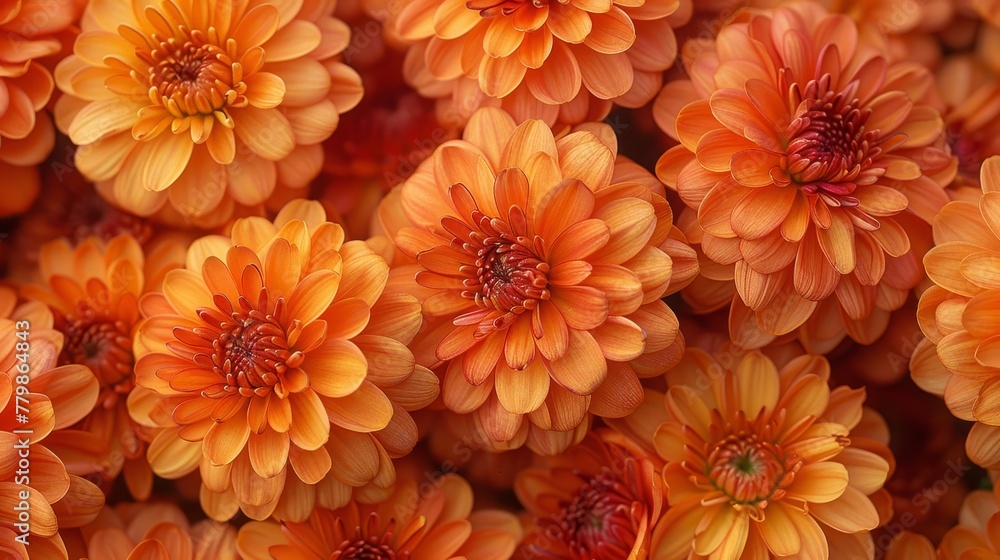 A cluster of orange flowers, surrounded by more clusters of orange flowers A cluster of orange flowers, surrounded by more clusters of orange flowers