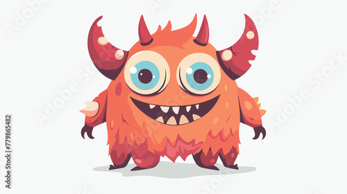 Cute little monster is smiling. Fictional creature 