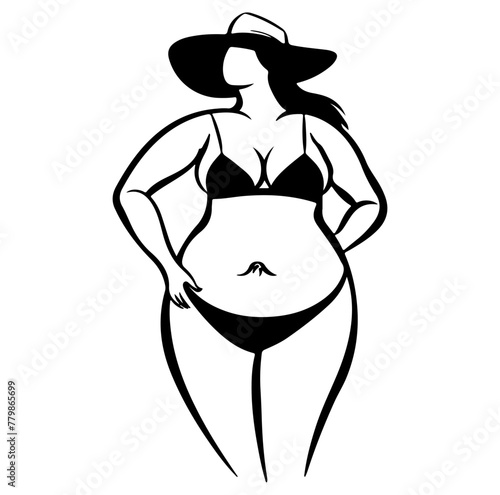 beautiful plus size women in beach outfit during summer vacation