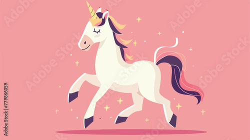 Dancing unicorn illustration vector on white background