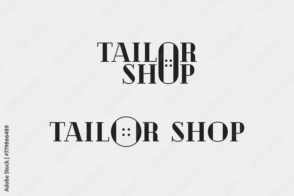 Tailor shop sewing or clothing emblem, label, logo template. Button silhouette 02 Tailor shop sewing or clothing emblem, label, logo template. Button silhouette 02