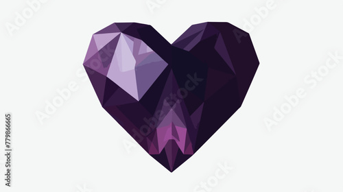 Dark purple heart isolated on white background. Geometric