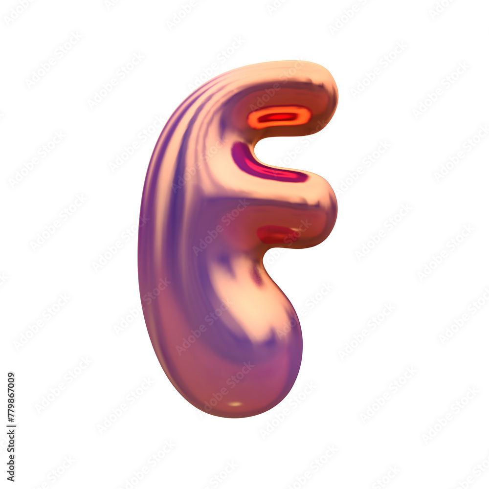 Glossy holographic 3D balloon bubble letter F Glossy holographic 3D balloon bubble letter F