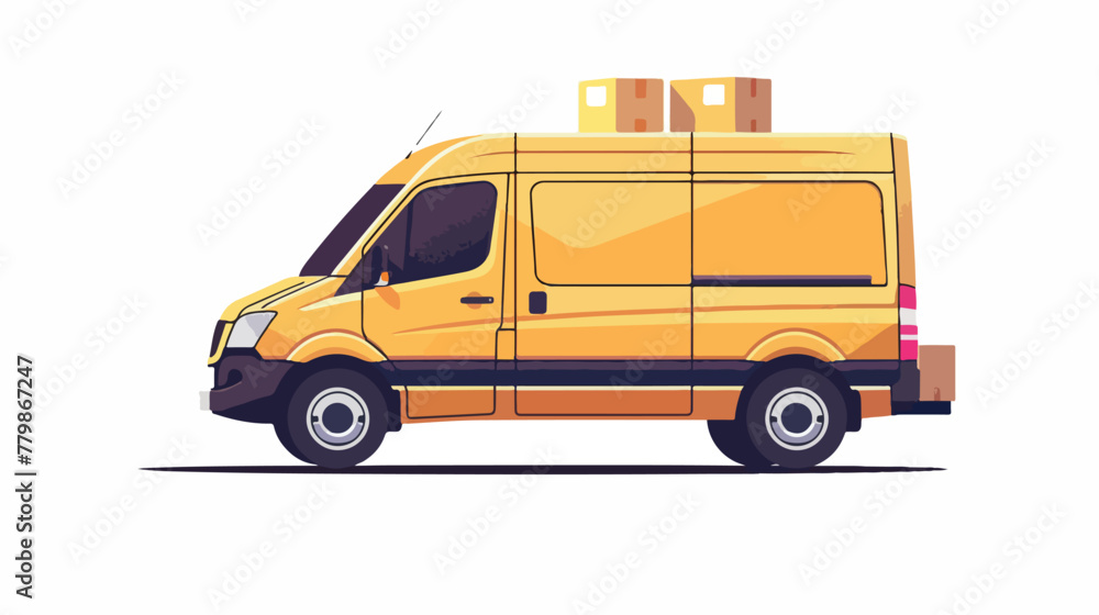 Delivery van with containers isolated vector illustration